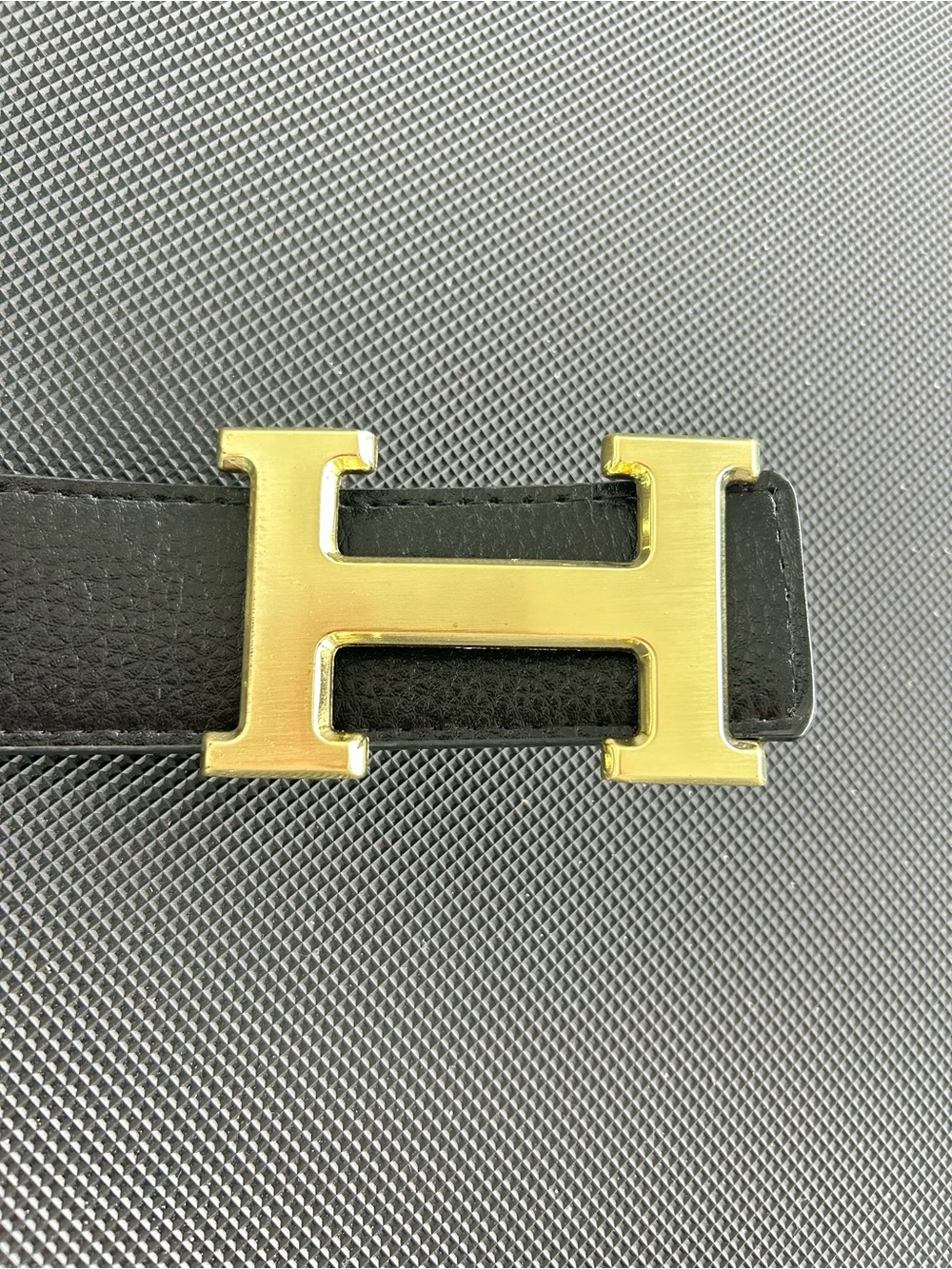Reversable H Leather Belt White and Black Gold Buckle 1.5" 41" men women's.